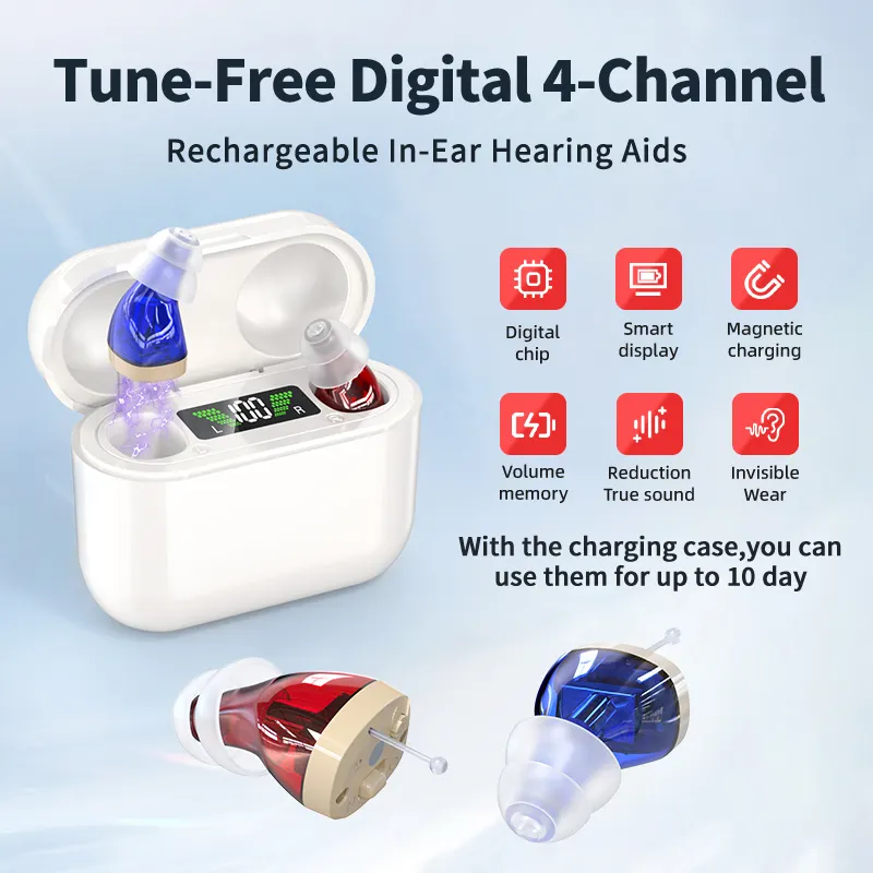Apparecchi acustici digitali con assistenza ricaricabile mini amplificatore uditivo per orecchio e udito