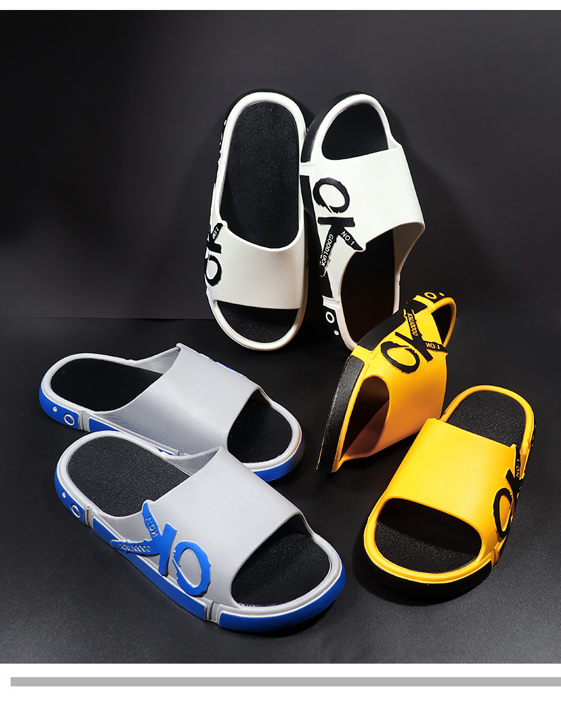 Personality Trend Outdoor Indoor Bathroom Slippers Non-slip Thick Soled Men's Sandals Women Slides