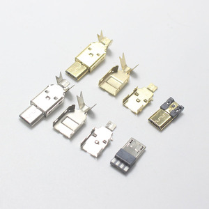 Connecteur jack 5P USB, plaqué <span class=keywords><strong>Nickel</strong></span>/or, Micro USB 5 broches, Type soudage, pièces métalliques 3 en 1 - Product Image 1