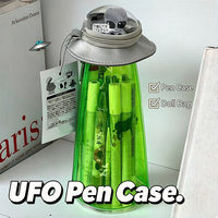 Estuche Transparente para Lápices con Diseño de Naves Espaciales y Extraterrestres, Bolsa de Papelería Divertida y Creativa para Estudiantes, Almacenamiento Personalizado