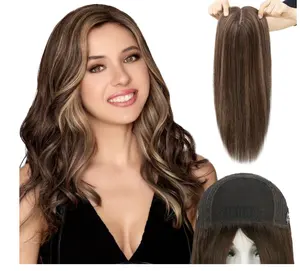 Silk Top Remy Human Hair Topper, Adding Hair Volume and Coverage to Top and Crown for Women Hair Loss or Thin Hair (14'', 210 Tr