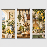 Lot de 3 tableaux muraux en toile PVC, illustration minimaliste moderne, décoration pour la maison et le bureau, impression haute densité, défilement noir, art à suspendre