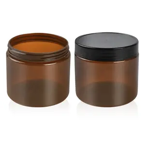 500ml 500g amber round PET plastic cream jar with lid