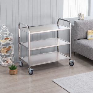 Chariot utilitaire mobile à 3 niveaux en acier inoxydable avec 4 roulettes, chariot de retour de vaisselle, style vintage classique, montage facile pour <span class=keywords><strong>restaurant</strong></span> - Product Image 1