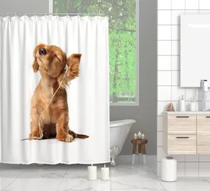 Hot Sale Animals Printed Waterproof Bath Curtain Bathroom Polyester High Quality Hotel Shower Curtain