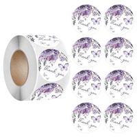 Autocollants ronds violets floraux papillon écologiques, best-sellers pour remercier vos clients