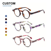 Lunettes de lecture rondes classiques, design floral multicolore rouge, verres presbyopes +1.00 à +4.00 pour hommes et femmes