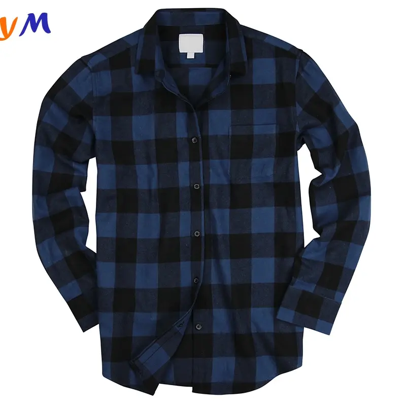 100% Baumwolle Point Collar Traditionelle Plaid Style Langarm Button Down Damen Flanell Shirt mit linker Brusttasche