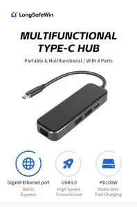 4 ב-1 USB C Hub 4K HDTV USB 3.0 יציאות 87W PD תחנת עגינה למחשב נייד 1 סוג c רכזת מפצל usb 3.0 מתאם למחשב נייד Macbook PC