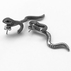 yunnique Titanium Steel Snake <b>Stud</b> <b>Earrings</b> With Diamond Eyes Animal Zodiac Design For Men And Women - Product Image 3