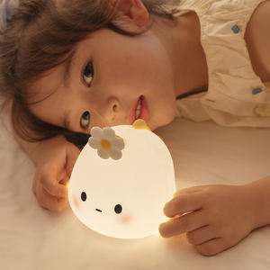Lampu malam LED silikon, lampu silikon silikon ikan untuk tidur anak perempuan, lampu malam kamar tidur Baterai hangat cahaya putih - Product Image 5