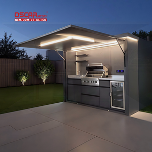 304 Stainless Steel Pod with <strong>Bifold</strong> <strong>Doors</strong> Moisture Proof Garden Kitchen Shed with Fridge Patio Backyard Picnic Outdoor Kitchen - Product Image 1