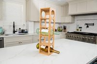 Porte-bouteilles empilable en bambou naturel bio, design moderne et écologique, pour 5 bouteilles