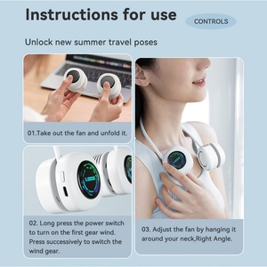 Rechargeable Portable Neck Fan USB Outdoor Bladeless Electric Fans Camping <b>Wireless</b> Mini Fan with LED <b>Lights</b> Stylish Air Cooler - Product Image 6