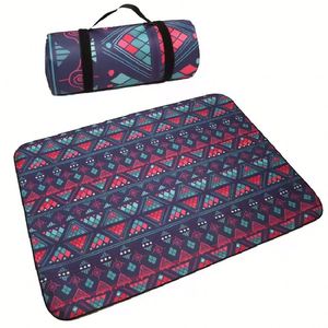 Tapis de camping multi-design en tissu durable avec sangle noire pour la plage, la randonnée, les voyages, les pique-niques en famille, avec sac de transport - Product Image 1