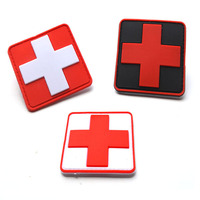 Parches de moral de PVC de goma con cruz roja y cierre de gancho y bucle para uniformes de EMT, paramédicos, rescate médico y equipo táctico