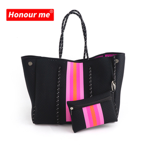 Bolso de Neopreno Estampado al por Mayor para Mujer, Bolso de Playa de <span class=keywords><strong>Marca</strong></span> a la Moda, Bolso de Mano Impermeable de Neopreno para la Playa, en Stock para Vender - Product Image 4