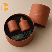 Ensemble cadeau diffuseur de parfum et bougie en céramique terracotta mate FUBEI LIVING avec boîte pour la décoration de la maison, ensemble de pots à bougies en céramique