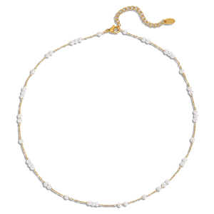Collier élégant en pierre naturelle pour femme, plaqué or PVD, hypoallergénique, élégant, pour mariée, quotidien, bureau, bijoux glamour - Product Image 4