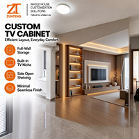 Meuble TV au design bois moderne, solution de rangement personnalisée, aménagement flexible, pour projet de salon de villa, support usine