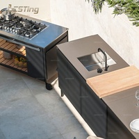 Profilé en aluminium pour patio/jardin, design moderne, îlot et chariot d'armoires de cuisine mobiles