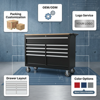 Armoire à outils roulante robuste à 9 tiroirs avec plan de travail, coffre à outils mobile en acier de 600 kg pour garage et atelier, OEM