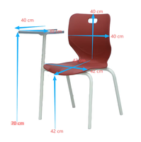Fournisseurs de mobilier scolaire, chaise d'université, chaises d'étudiant en plastique avec tablette d'écriture