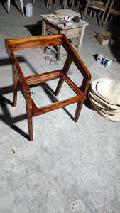 Silla de comedor de brazo alto de Sheesham sólido, PU cojín de cuero, muebles modernos para el hogar, oficina, sala de estar, apartamento para Bar en casa - Product Image 5