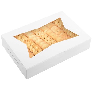 12 Inch White Bakery Boxes 12x8x2.5 Pastry Boxes with Window for Cookies
