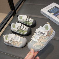 Nouvelles Chaussures de Marche pour Tout-Petits 2026 – Baskets Unisexe Printemps/Été en Maille à Semelle Souple Antidérapante avec Motif Écossais et Fermeture Velcro
