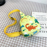 Tas Anak-anak Dompet Zero Motif Dinosaurus Lucu Tas Dada Anak Laki-laki dan Perempuan Baru Bahan Kanvas Portabel untuk Penggunaan Sekolah Sehari-hari