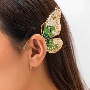 European and American Fashion Elf Ear Hangers Without Ear Holes Butterfly Retro Rhinestone Wings Female Earbone Clip
