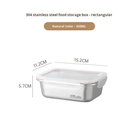Boîte à lunch en acier inoxydable 304, récipient à collation réutilisable, boîte alimentaire avec couvercle en PP visible, récipient alimentaire en métal, utilisation en cuisine
