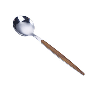 Cuchara de acero inoxidable con mango de madera, sumidero de plástico - Product Image 1