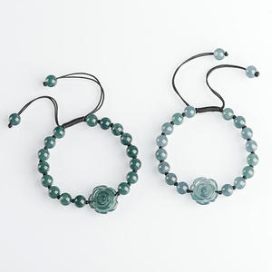 Bracelet en jade naturel tressé à la main avec roses, de haute qualité, pour femme, vente en gros, design original SL70 - Product Image 2