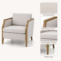 Fauteuil de loisirs pour hôtel à une place, avec revêtement en tissu et accoudoirs en bois de frêne blanc