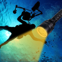 3000K Geel Licht Duiken Zaklamp 3 Led Professionele Duiken Licht Hoogste Waterdicht Tarief IP68 Fakkel Onderwater 50-80M