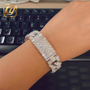 <b>Iced</b> <b>Out</b> Moissanite 16mm 925 Sterling Silver VVS Moissanite Diamond Cuban Link <b>Chain</b> Hip Hop Jewelry Bracelet Cuban Link - Product Image 2