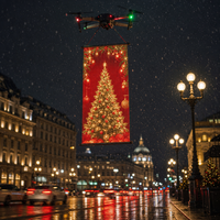 Écran LED rideau transparent, affichage LED en maille volante pour spectacle de drones, publicité en stade, léger et pliable