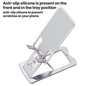 Support de <span class=keywords><strong>téléphone</strong></span> en aluminium argenté, support de bureau universel pour <span class=keywords><strong>téléphone</strong></span>, support portable pour tablette (argent) - Product Image 6
