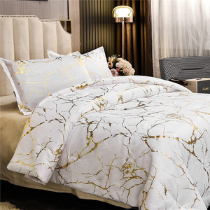 Phổ biến đám cưới kim loại mô hình đá cẩm thạch lá in sang trọng Fluffy <span class=keywords><strong>Comforter</strong></span> Chăn bộ đồ giường đặt - Product Image 5
