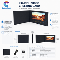 Biglietto d'Auguri Video Promozionale con Schermo LCD da 7 Pollici in Cartoncino Nero Formato A5