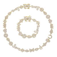 Ensemble de bijoux collier et bracelet chaîne à maillons porte-bonheur micro-pavé CZ plaqué or, nouveauté 2025