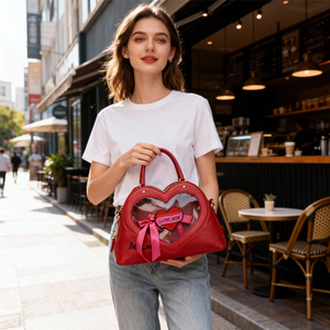 Sac à bandoulière personnalisé double cœur Ita Bag pour la Fête des Mères, design original, avec fenêtre transparente et poignée - Product Image 3