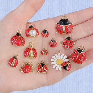 JS1899 delicate piccole 18k oro placcato smalto rosso signora Bug <span class=keywords><strong>coccinella</strong></span> <span class=keywords><strong>coccinella</strong></span> gioielli ciondoli ciondoli - Product Image 3