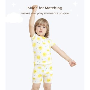 Ensemble de vêtements d'été pour tout-petits unisexe en coton de bambou à manches courtes avec short, respirant, protection solaire - Product Image 3