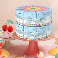 Boîtes en papier en forme de gâteau triangulaire rose et bleu, décoration chic pour fête d'anniversaire et emballage cadeau pour chocolat pour les célébrations
