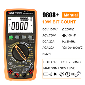 VICTOR-Medidor de capacitancia 9808 + 2000uF, medidor de temperatura e inducción de frecuencia de 10MHz, multímetro Digital LCR 3 1/2 - Product Image 2