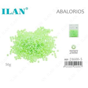 Perline di vetro Ilan Abalorios 2 mm verde pastello 50 g per la creazione di gioielli - Product Image 1