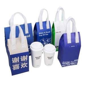 Sac isotherme personnalisé en PP non tissé recyclable avec poignée longue, sac thermique portable pour la livraison de gâteaux et de café - Product Image 2